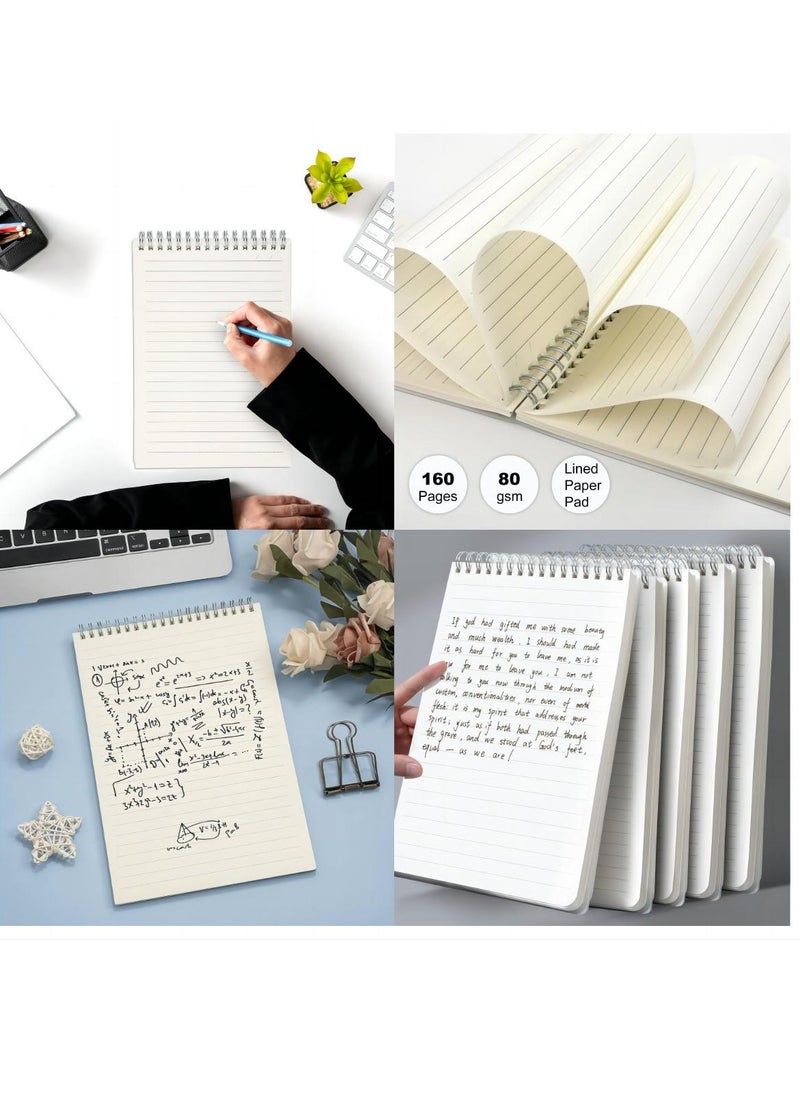 SYOSI - Lined Spiral Notebook 10 Pcs Top Spiral Notebook 8.5x11 A5 Size 80 Sheets White Paper with Line Steno Notebooks for Students School University Office Twin-Wire Binding - Image 1