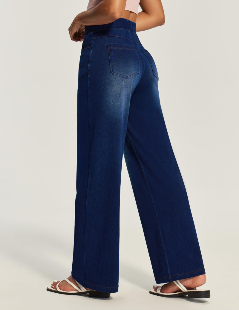 IUGA Wide Leg Jeans Woman High Waisted Pull On Baggy Jeans for Women Stretchy Trendy Womens Jean Straight Casual Denim Pants - Image 2
