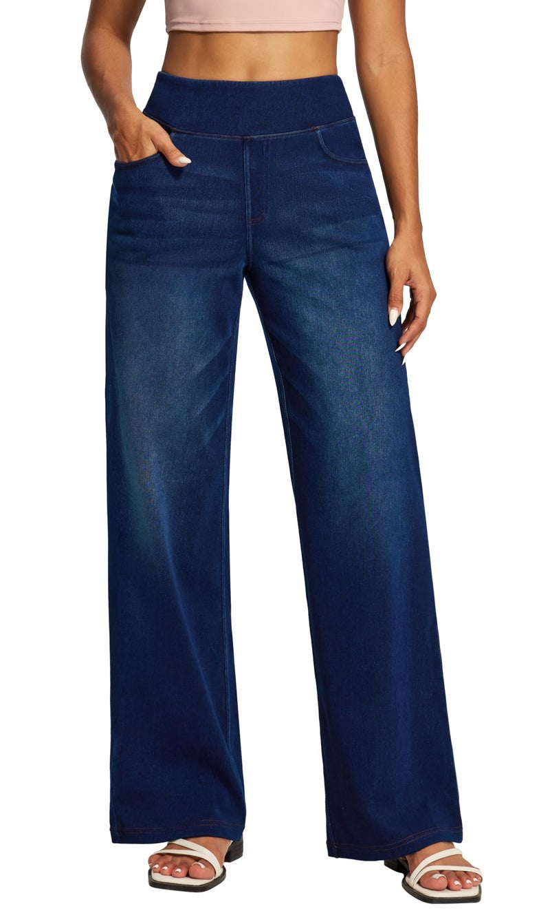 IUGA Wide Leg Jeans Woman High Waisted Pull On Baggy Jeans for Women Stretchy Trendy Womens Jean Straight Casual Denim Pants - Image 1