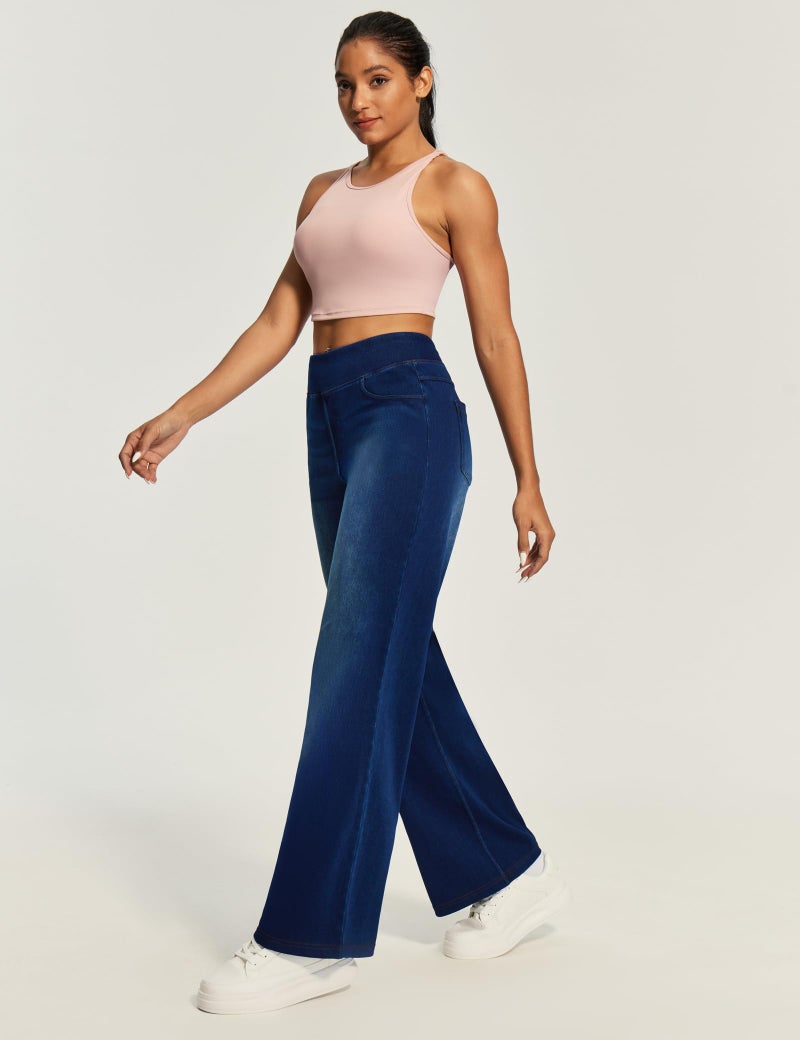 IUGA Wide Leg Jeans Woman High Waisted Pull On Baggy Jeans for Women Stretchy Trendy Womens Jean Straight Casual Denim Pants - Image 3