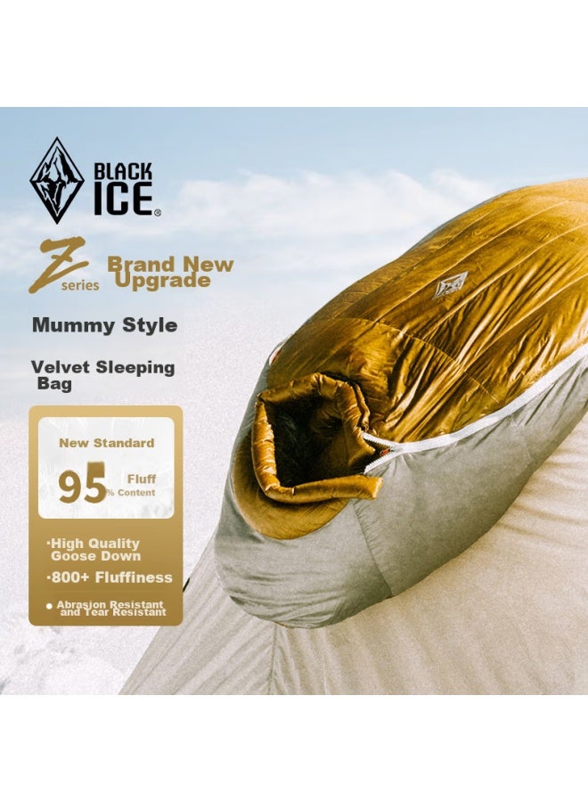 Black Ice Blackice Z Series Lightweight Mummy-style Goose Down Sleeping Bag Camping Sleeping Bag Z400 / Gold / L - Image 1