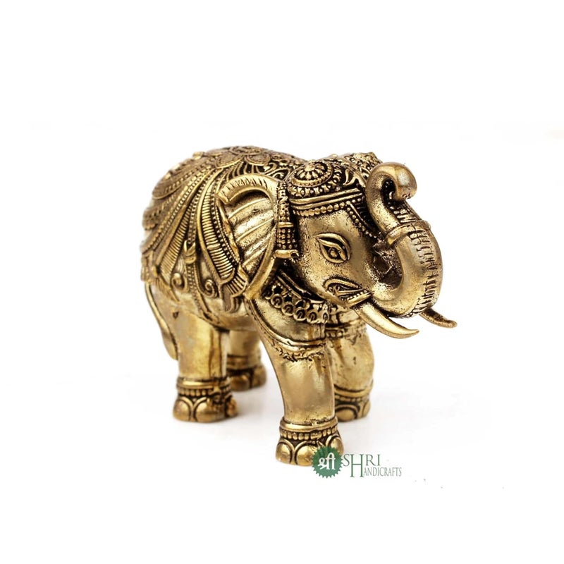 INDICAST Brass 175 Elephant Statue 2 pcs Set Decorative Showpiece Figurines for Home Office Gift Article Perfect for Home Dcor Good Luck Weight 80gm - Image 3
