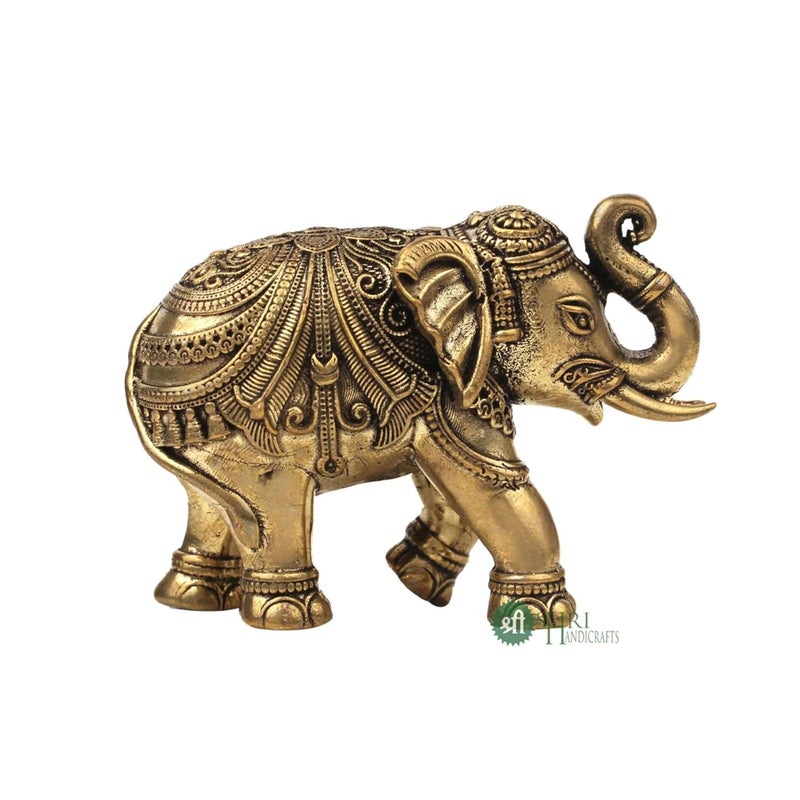 INDICAST Brass 175 Elephant Statue 2 pcs Set Decorative Showpiece Figurines for Home Office Gift Article Perfect for Home Dcor Good Luck Weight 80gm - Image 5