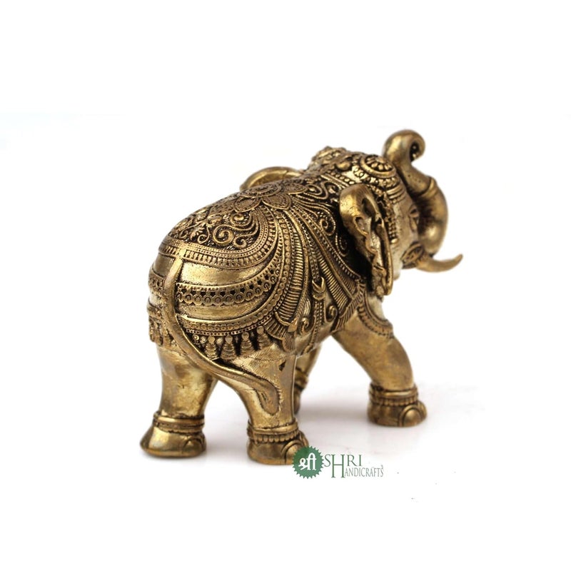 INDICAST Brass 175 Elephant Statue 2 pcs Set Decorative Showpiece Figurines for Home Office Gift Article Perfect for Home Dcor Good Luck Weight 80gm - Image 4