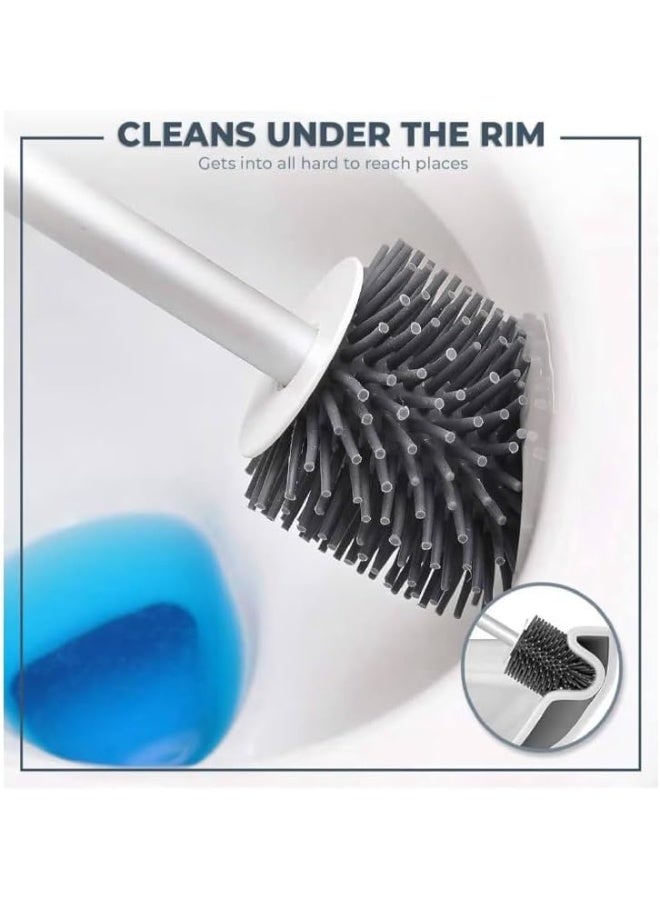 Flexible cleaning and organizing brush with a dry holder and wall-mounted organizer with a stylish geometric design for organized bathroom spaces. - Image 1