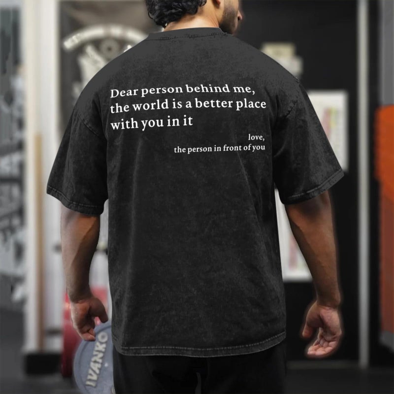Lubpow Dear Person Behind Me Shirt You are Enough Tshirts for Men Oversized Inspirational Positive Tees Vintage Graphic Tops(Black,M) - Image 5