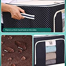 DR Mall 24L Foldable Steel Frame Cloth Storage Bags Living Box Wardrobe Organizer with Window Folding Bag for clothes toys and other storage box 24L 2 PACK - Image 5