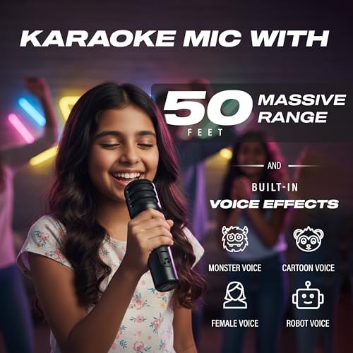 Digimore Partybox 80W Portable Karaoke Bluetooth Speaker with Wireless Mic | Dual Boom Box Speaker | RGB Party Lights | Deep Bass Sound | Type-C Charging | USB/TF/AUX | for Home & Parties (D-1342) - Image 3