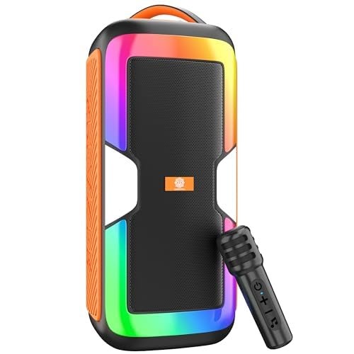 Digimore Partybox 80W Portable Karaoke Bluetooth Speaker with Wireless Mic | Dual Boom Box Speaker | RGB Party Lights | Deep Bass Sound | Type-C Charging | USB/TF/AUX | for Home & Parties (D-1342) - Image 1