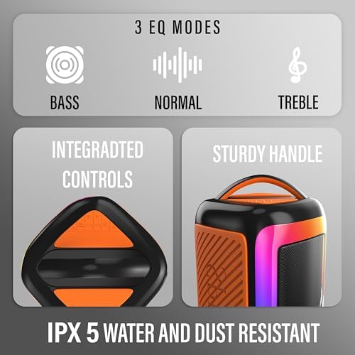Digimore Partybox 80W Portable Karaoke Bluetooth Speaker with Wireless Mic | Dual Boom Box Speaker | RGB Party Lights | Deep Bass Sound | Type-C Charging | USB/TF/AUX | for Home & Parties (D-1342) - Image 4