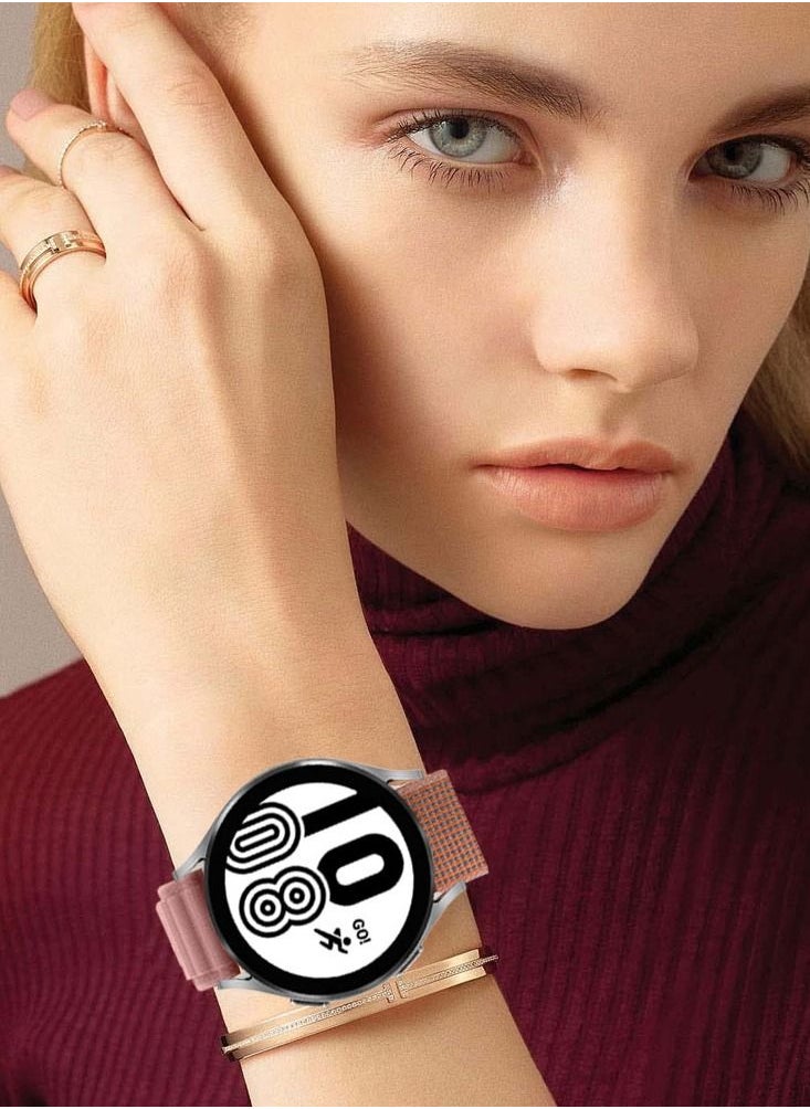 CATANES Alpine Loop Band 20mm Nylon Woven Sport Watch Strap Compatible with Galaxy Watch5 Pro/Galaxy Watch5/Galaxy Watch4/Galaxy Watch4 Classic/Galaxy Watch3/ Galaxy Watch Active 2/Galaxy Watch Active Pink  - Image 3
