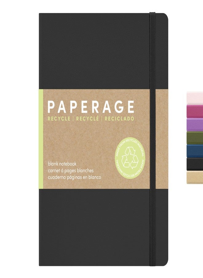 ببرج دفتر ملاحظات PAPERAGE مُعاد تدويره، مُسطّر، (أسود)، 160 صفحة، متوسط 5.6 بوصة × 8 بوصة - ورق سميك 100 غرام/متر مربع - مُسطّر، غلاف مقوى، دفتر يوميات للعمل والدراسة وتدوين الملاحظات - Image 1