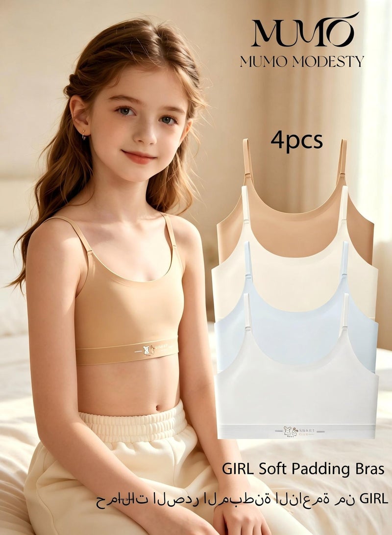 MUMO Girls Bras Soft Fixed Padding 10-12 Years Old，training Bras , Seamless Cami Sports Bras Adjustable Girls Cami Bra Longline Crop-Double-Layer Lined - Image 2