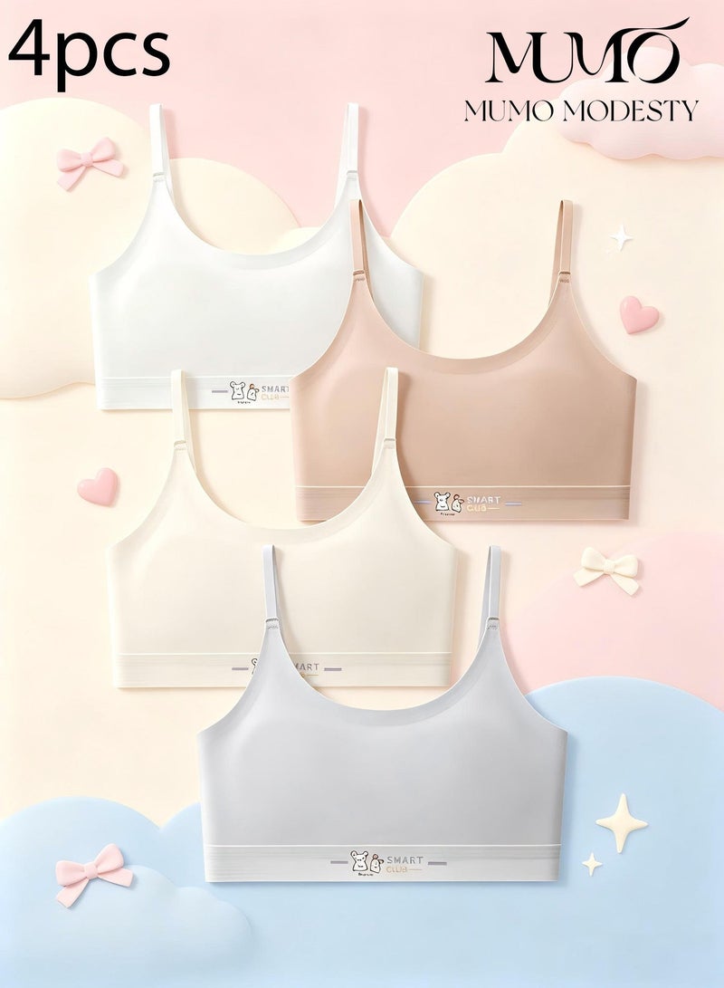 MUMO Girls Bras Soft Fixed Padding 10-12 Years Old，training Bras , Seamless Cami Sports Bras Adjustable Girls Cami Bra Longline Crop-Double-Layer Lined - Image 1