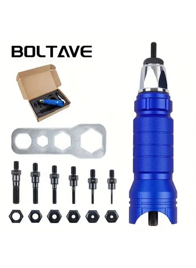 Rivet Gun Connector Kit 5 Hex Shanks M3 M4 M5 M6 M8 M10 For Cordless Screwdrivers - Image 2