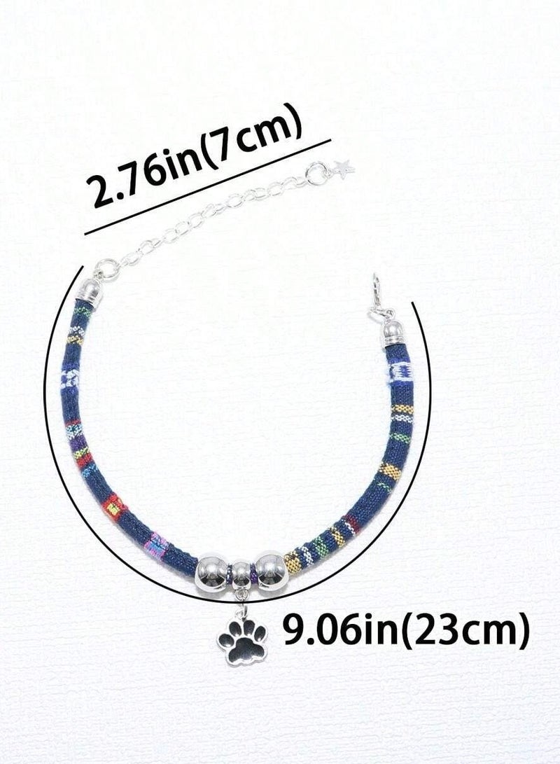 طوق قطة لطيف مع قلادة على شكل اقدام القطط حجم قابل للتعديل مضاد للاختناق، مناسب للقطط والحيوانات الأليفة الصغيرة الأخرى - Image 4