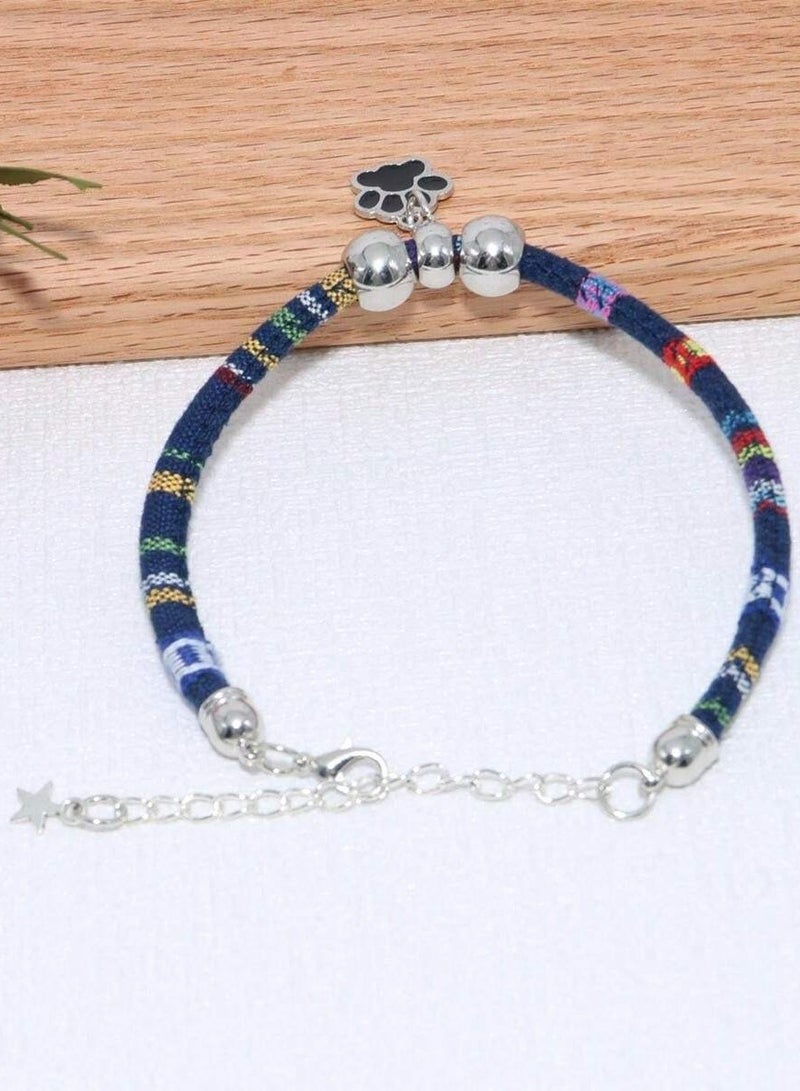 طوق قطة لطيف مع قلادة على شكل اقدام القطط حجم قابل للتعديل مضاد للاختناق، مناسب للقطط والحيوانات الأليفة الصغيرة الأخرى - Image 5