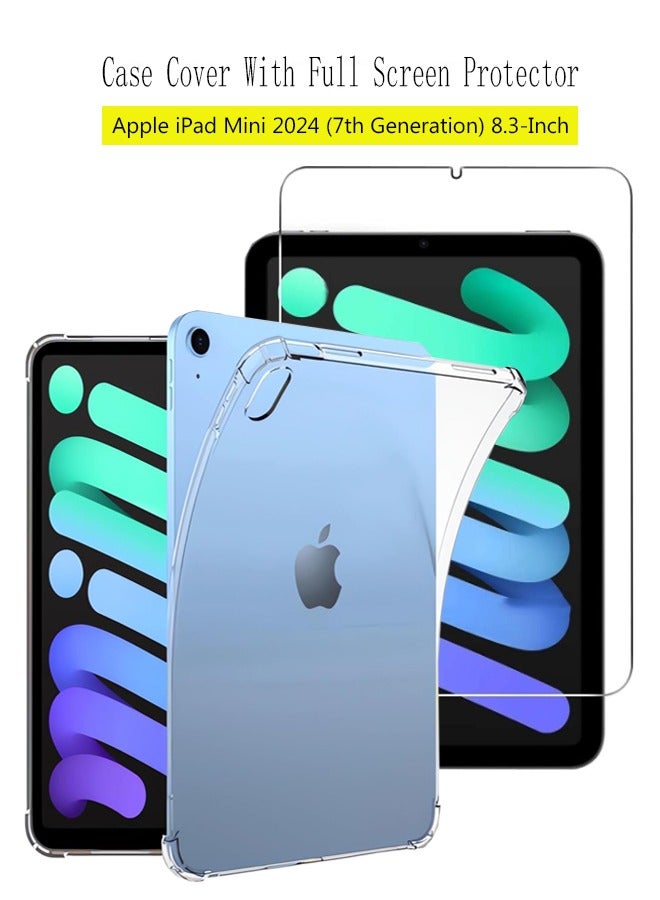 2 in 1 iPad mini (2024/2021) 7th/6th 8.3-Inch Protection Pack - Ultra Clear Shockproof Case & Edge-to-Edge Screen Protector, 360 Degree Protection, Back Cover & Screen Protector for Apple iPad Mini 2024 (7th Generation) 8.3-Inch - Image 1