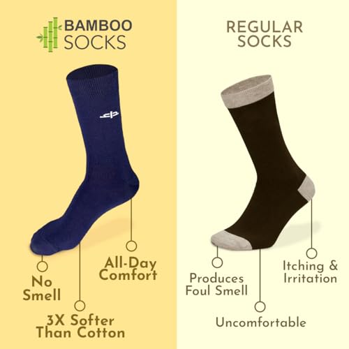 HEELIUM Bamboo Crew Socks For Men | Formal & Office Socks | Odour Free & Cushioned Base | 3X Softer Than Regular Socks, Blue - Image 2