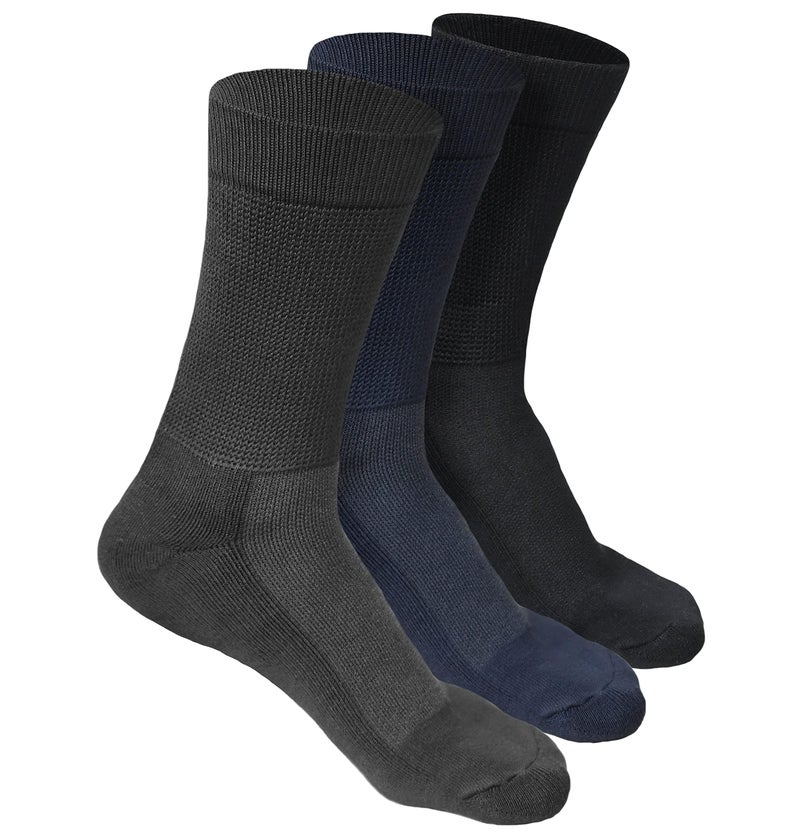HEELIUM Bamboo Crew Socks For Men | Formal & Office Socks | Odour Free & Cushioned Base | 3X Softer Than Regular Socks, Blue - Image 1