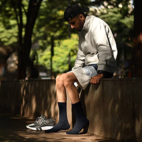 HEELIUM Bamboo Crew Socks For Men | Formal & Office Socks | Odour Free & Cushioned Base | 3X Softer Than Regular Socks, Blue - Image 5
