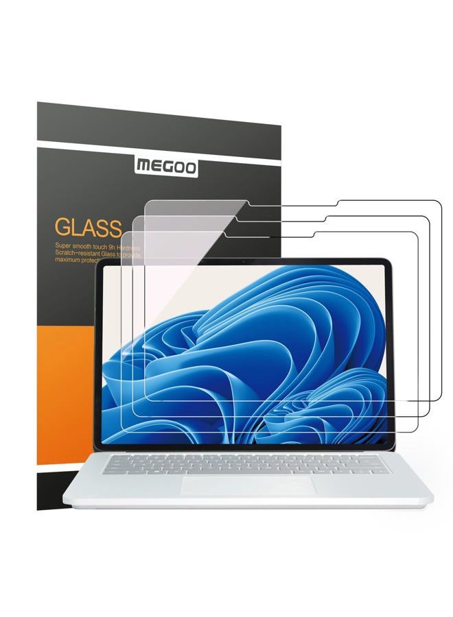 Megoo [3 Pack Surface Laptop Studio 2/1 Screen Protector 14.4'', 9H Hardness/Scratch Resistant/Easy Installation Tempered Glass,Compatible with Surface Slim Pen 2 and Case Friendly - Image 1