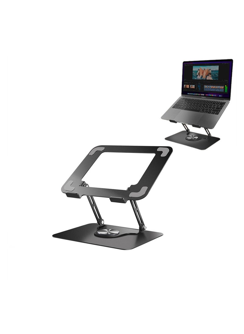 SYOSI Adjustable Laptop Stand with 360 Rotating Base, Stable Computer Stand for Laptop Ergonimic Foldable Laptop Riser for Desk Compatible with MacBook Pro/ Air More Laptops 11-17.3", Black  - Image 1