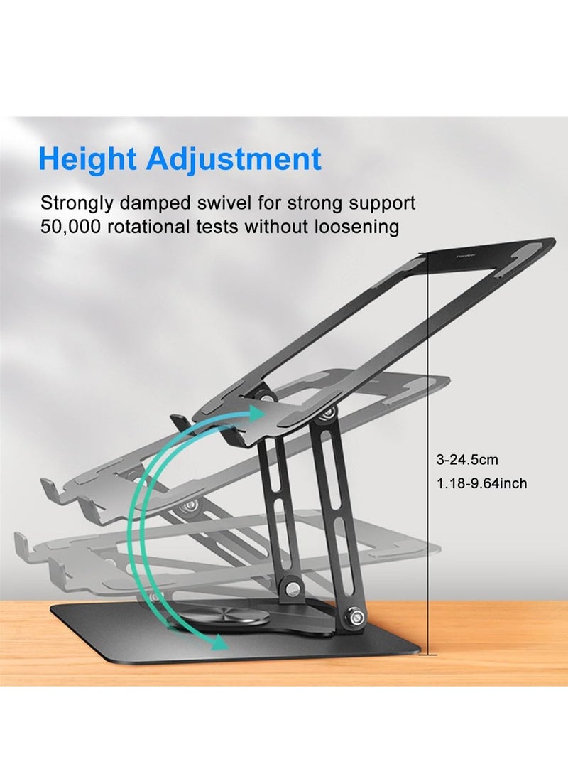 SYOSI Adjustable Laptop Stand with 360 Rotating Base, Stable Computer Stand for Laptop Ergonimic Foldable Laptop Riser for Desk Compatible with MacBook Pro/ Air More Laptops 11-17.3", Black  - Image 5