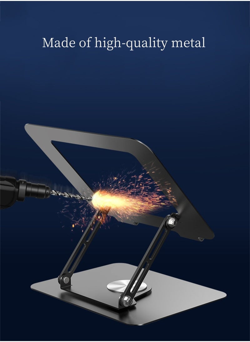SYOSI Adjustable Laptop Stand with 360 Rotating Base, Stable Computer Stand for Laptop Ergonimic Foldable Laptop Riser for Desk Compatible with MacBook Pro/ Air More Laptops 11-17.3", Black  - Image 3