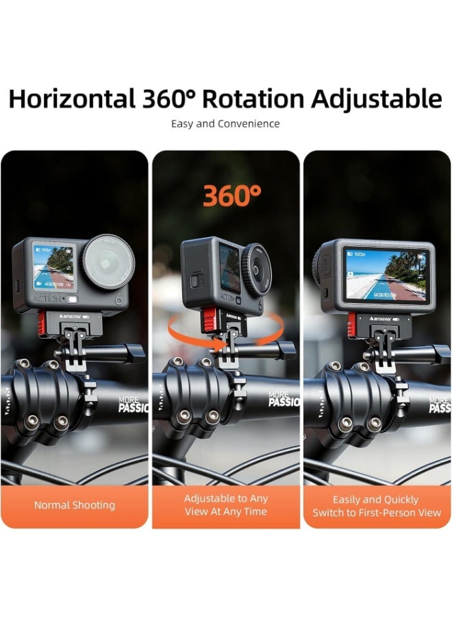 AMAZEAR Magnetic Quick-Release Mount for DJI Osmo Action 6 / Nano Accessories, Upgraded Action6 Metal QR Adapter Holder with Horizontal Rotation Function, Black-Red - Image 5