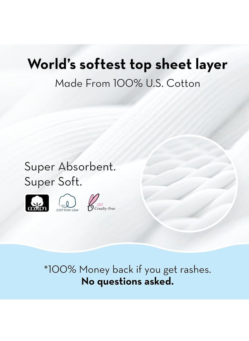 Plush Plush Ultra-Thin Sanitary Pads For Women, 12 XL Natural Cotton Sanitary Napkins | Super Absorbent 12 Medium Flow XL + 2 Panty Liners For Rash Free Periods | Pure U.S. Cotton Pads With Disposable Pouch  - Image 3