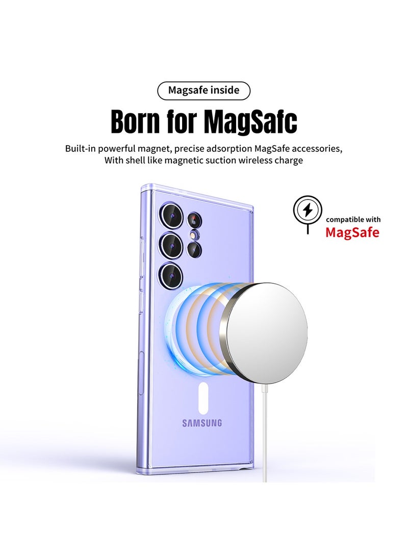 Samsung Galaxy S24 Ultra Magsafe Case, Support Wireless Charging Slim Thin Magnetic Cover Anti Scratch Shockproof Hard Transparent Phone Case, Compatible with Samsung Gakaxy S24 Ultra 6.8 Inch