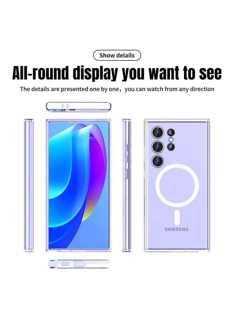 Samsung Galaxy S24 Ultra Magsafe Case, Support Wireless Charging Slim Thin Magnetic Cover Anti Scratch Shockproof Hard Transparent Phone Case, Compatible with Samsung Gakaxy S24 Ultra 6.8 Inch