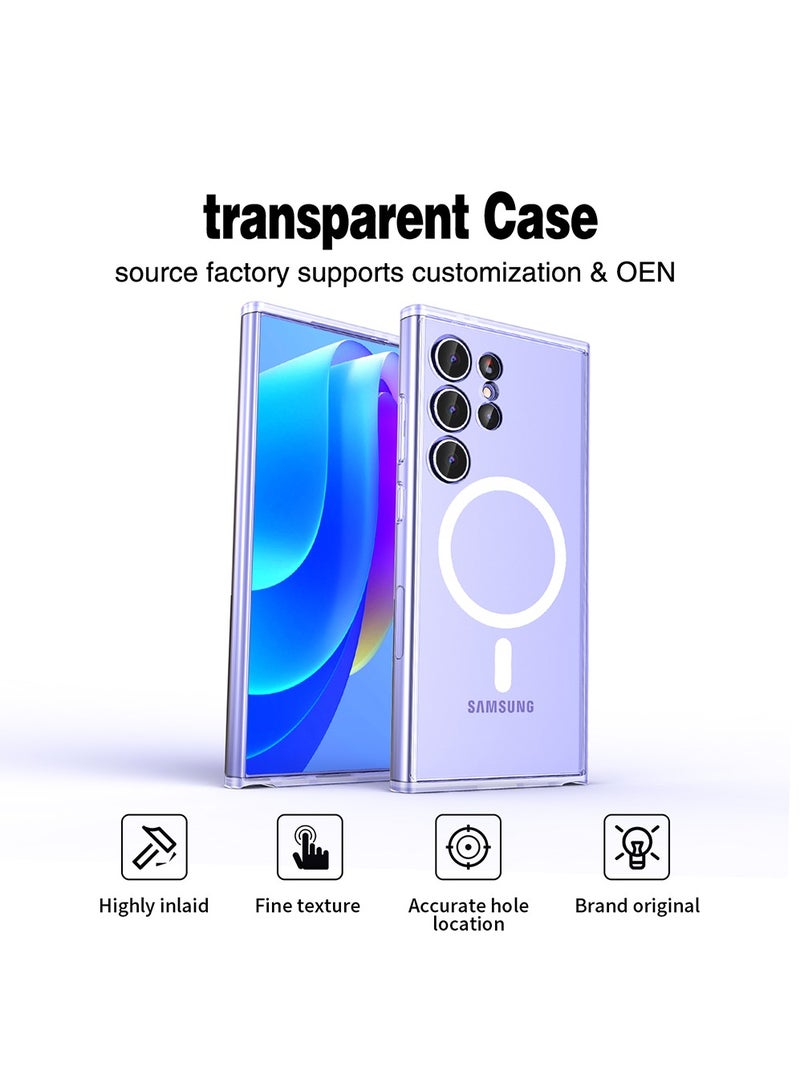 Samsung Galaxy S24 Ultra Magsafe Case, Support Wireless Charging Slim Thin Magnetic Cover Anti Scratch Shockproof Hard Transparent Phone Case, Compatible with Samsung Gakaxy S24 Ultra 6.8 Inch