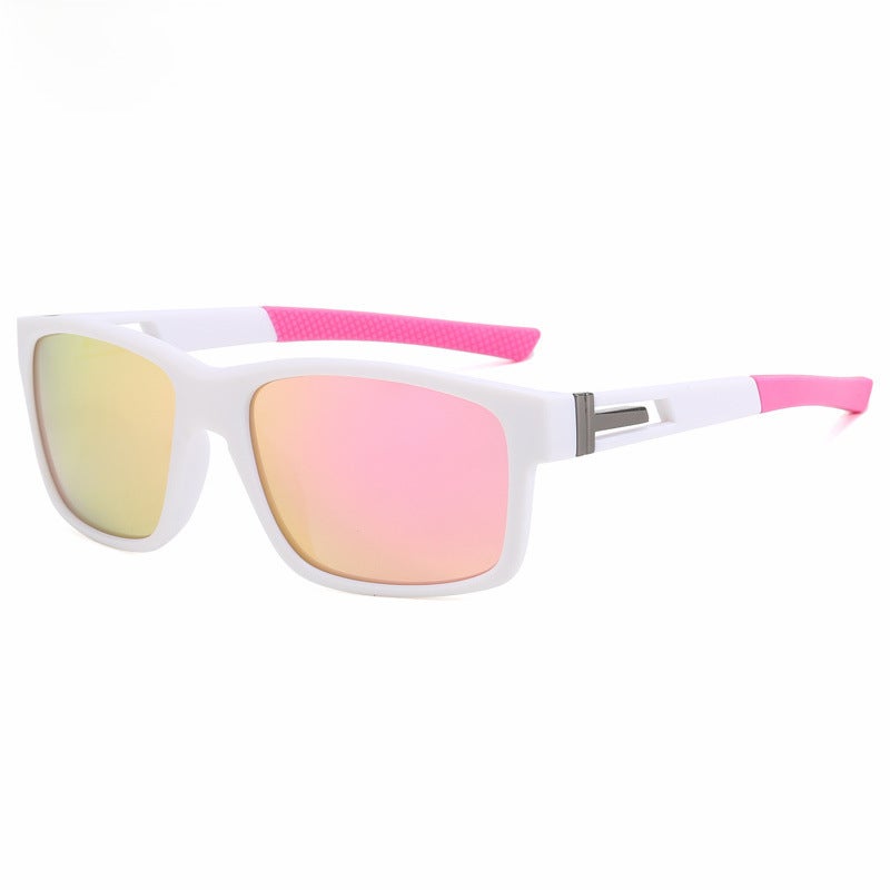 Generic Polarized Sports Sunglasses Unisex UV400 Cycling L3 white frame pink film/pink leg