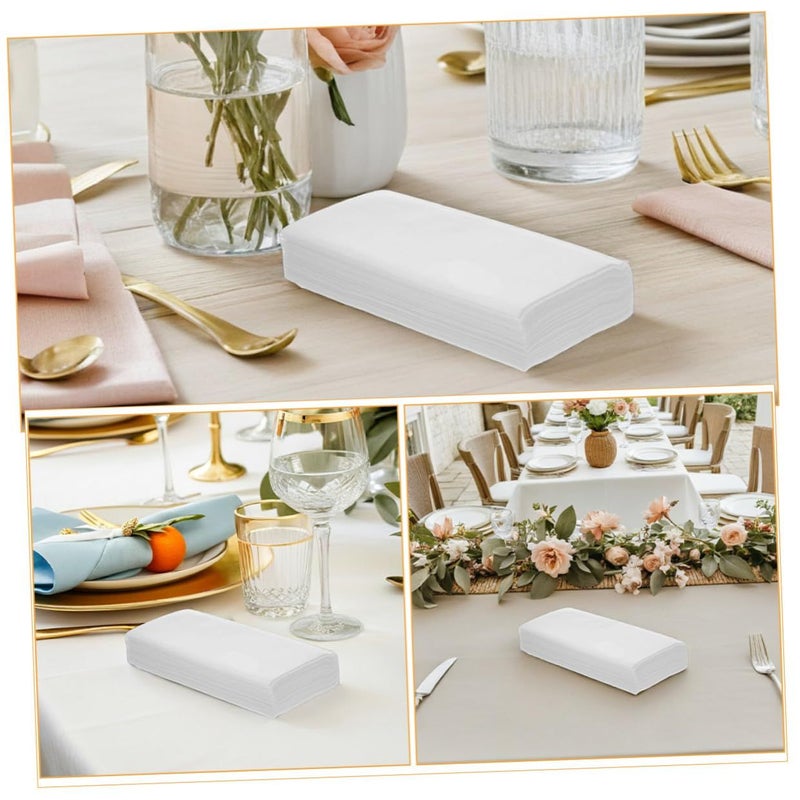 Disposable Dinner Napkins 50 Pieces White Thick Fabric Texture Paper Napkins For Wedding Party - Image 4