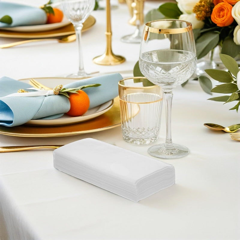 Disposable Dinner Napkins 50 Pieces White Thick Fabric Texture Paper Napkins For Wedding Party - Image 5