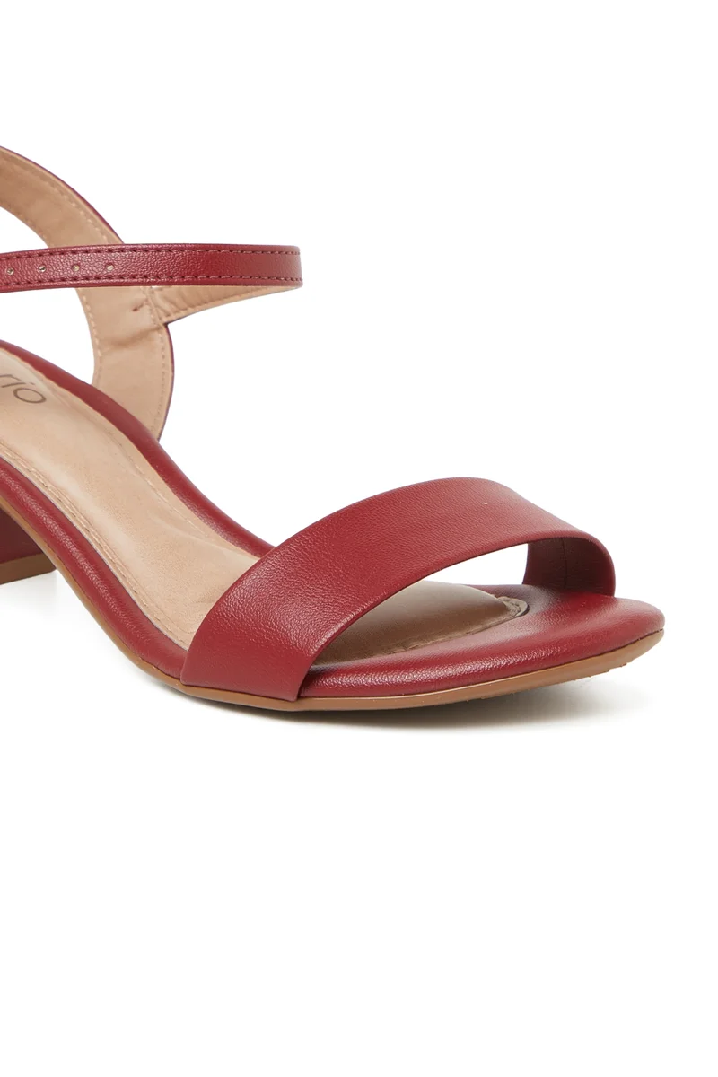 Beira Rio  BEIRA RIO Mid Heel Sandals for Ladies – CHERRY Sandals with Ankle Strap | Comfortable PU Upper & TPR Sole for Women | Best Price UAE