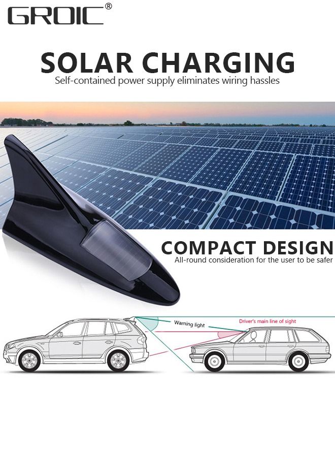 GROIC Shark Fin Antenna,Solar Power Shark Fin 8 LED Warning Light Shark Fin Antenna Cover for Car Decoration & Enhance The Signal  - Image 5