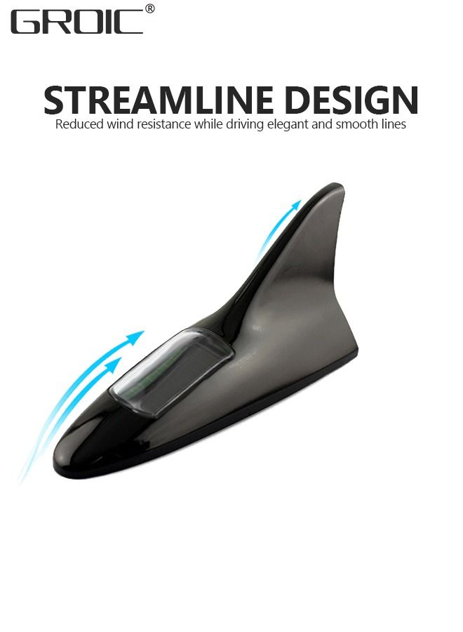 GROIC Shark Fin Antenna,Solar Power Shark Fin 8 LED Warning Light Shark Fin Antenna Cover for Car Decoration & Enhance The Signal  - Image 2