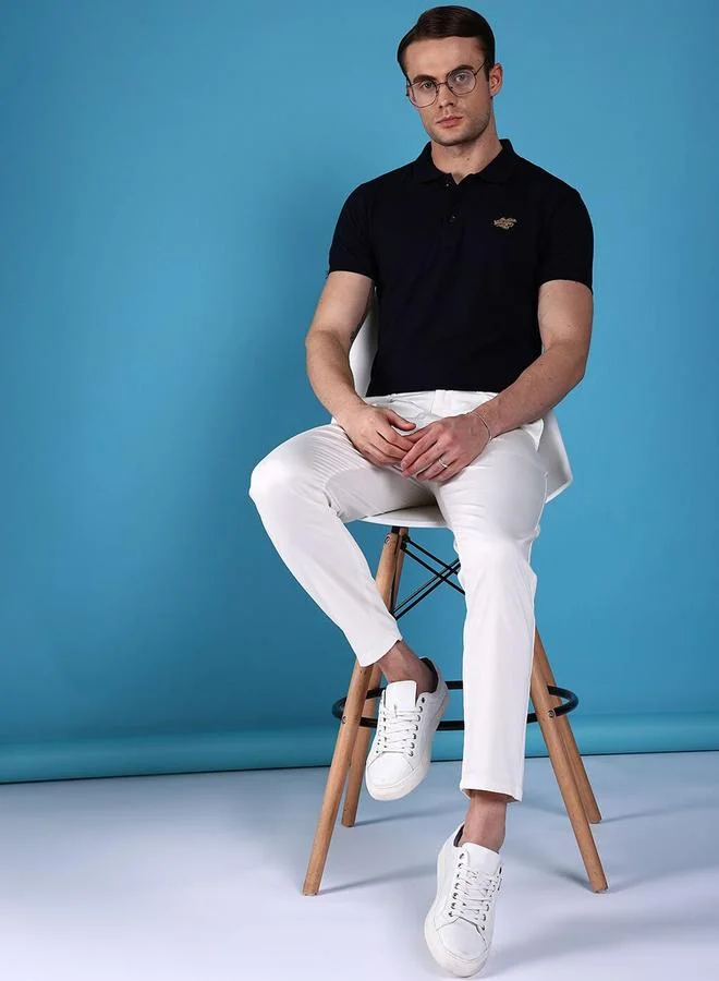 The Indian Garage Co White Men White Slim Fit Solid Chinos for Men | Best Price UAE