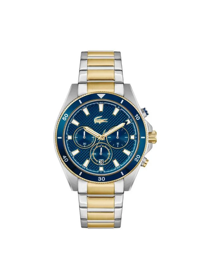 Two Tone Stainless Steel & Blue Aluminum Quartz Fashion Chrono Watch