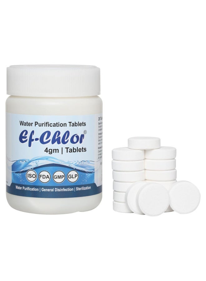 اي اف أقراص تنقية المياه Ef-Chlor ٤ غرام | ينقي ١٠٠٠ لتر لكل قرص | عبوة ٢٠ قرصًا لسعة ٢٠٠٠٠ لتر | تطهير وتعقيم عام | معالجة مياه الخزانات العلوية والسفلية - Image 3