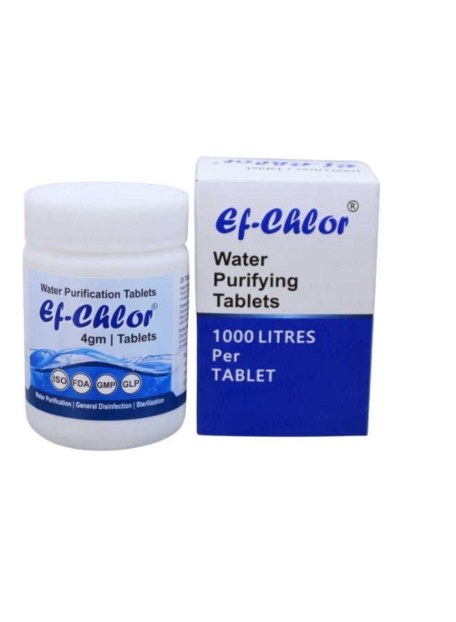 Ef-Chlor 4g Water Purification Tablets | Purifies 1000L Per Tablet | 20 Tablets Jar for 20000L | General Disinfection & Sterilization | Overhead & Underground Tank Water Treatment - Image 3