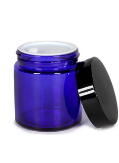 Vivaplex Vivaplex, 12, Cobalt Blue, 4 oz, Round Glass Jars, with Inner Liners and Black Lids  - Image 5