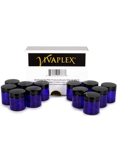 Vivaplex Vivaplex, 12, Cobalt Blue, 4 oz, Round Glass Jars, with Inner Liners and Black Lids  - Image 3