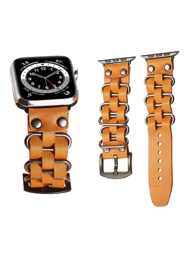 Perfii Punk Leather Replacement Band For Apple Watch Brown - Image 2