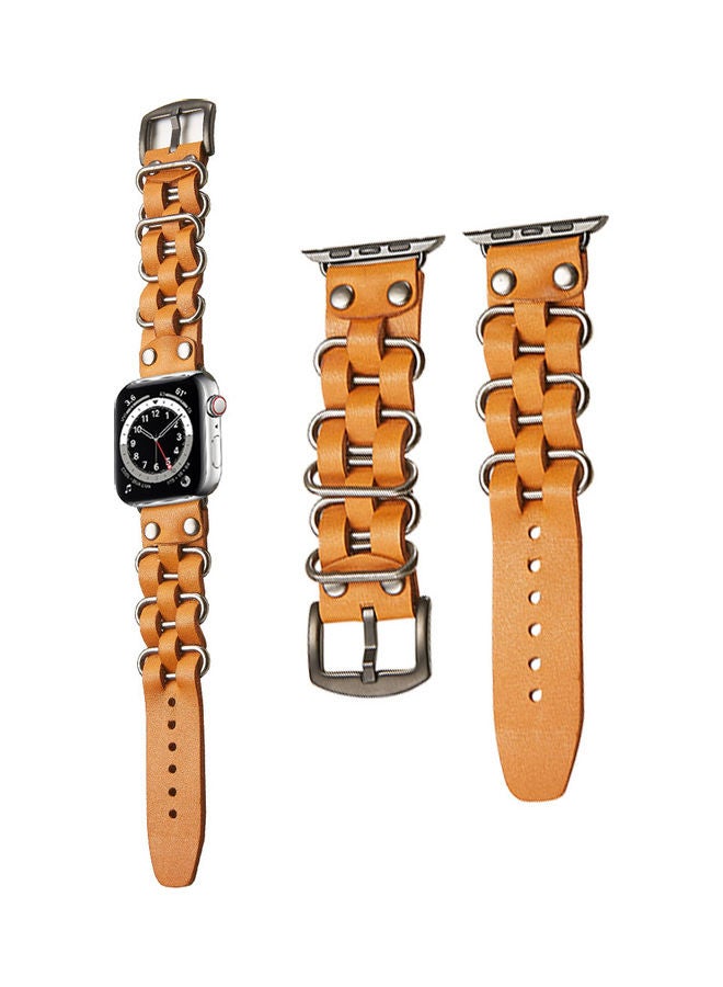 Perfii Punk Leather Replacement Band For Apple Watch Brown - Image 1