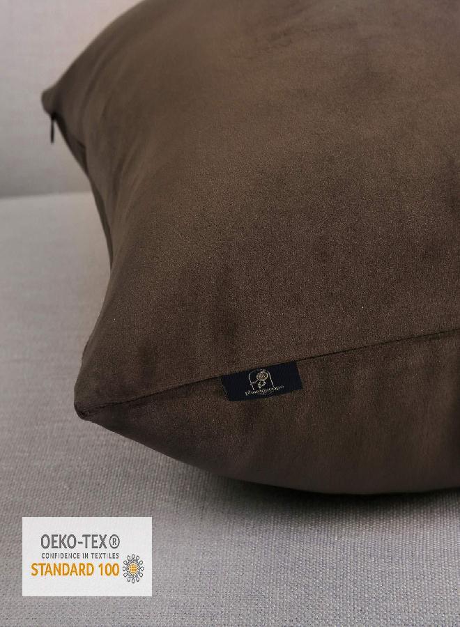 Phantoscope Pack of 2 Velvet Decorative Throw Decorative Pillow Cover Soft Solid Square Cushion Case for Couch Dark Coffee 18 x 18 inches 45 x 45 cm - Image 3