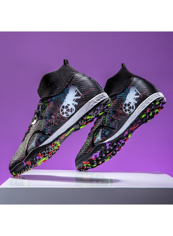 26 High-Top Soccer Cleats for Boys Girls and Adults, Breathable Anti-Slip Training Shoes, Long-Stud Professional Sports Shoes